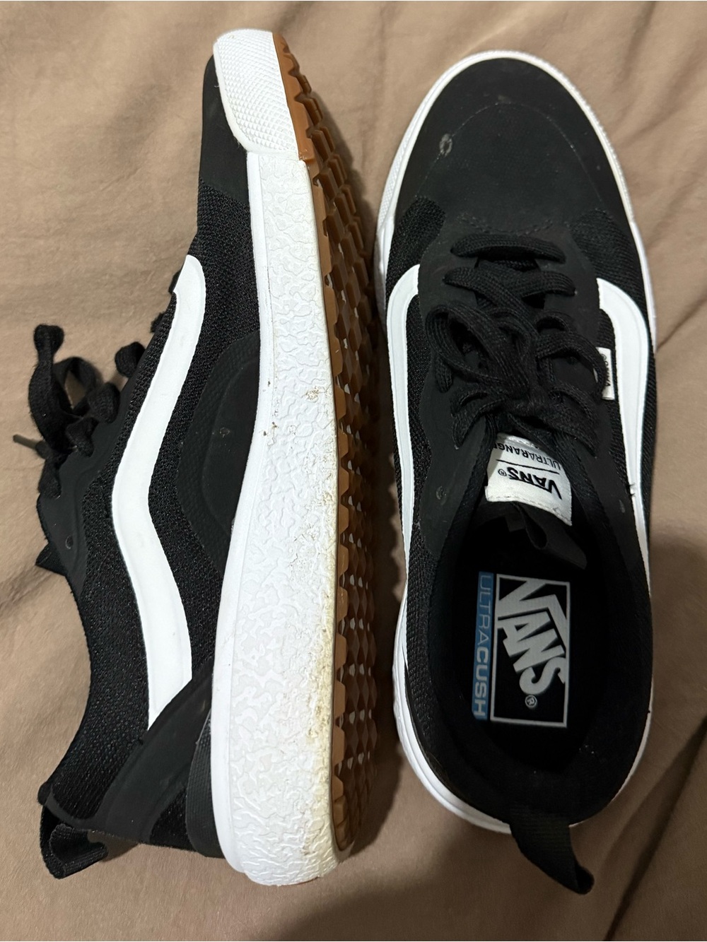 Vans UltraRange EXO Black & White Low-Top Sneakers with Gum Sole
